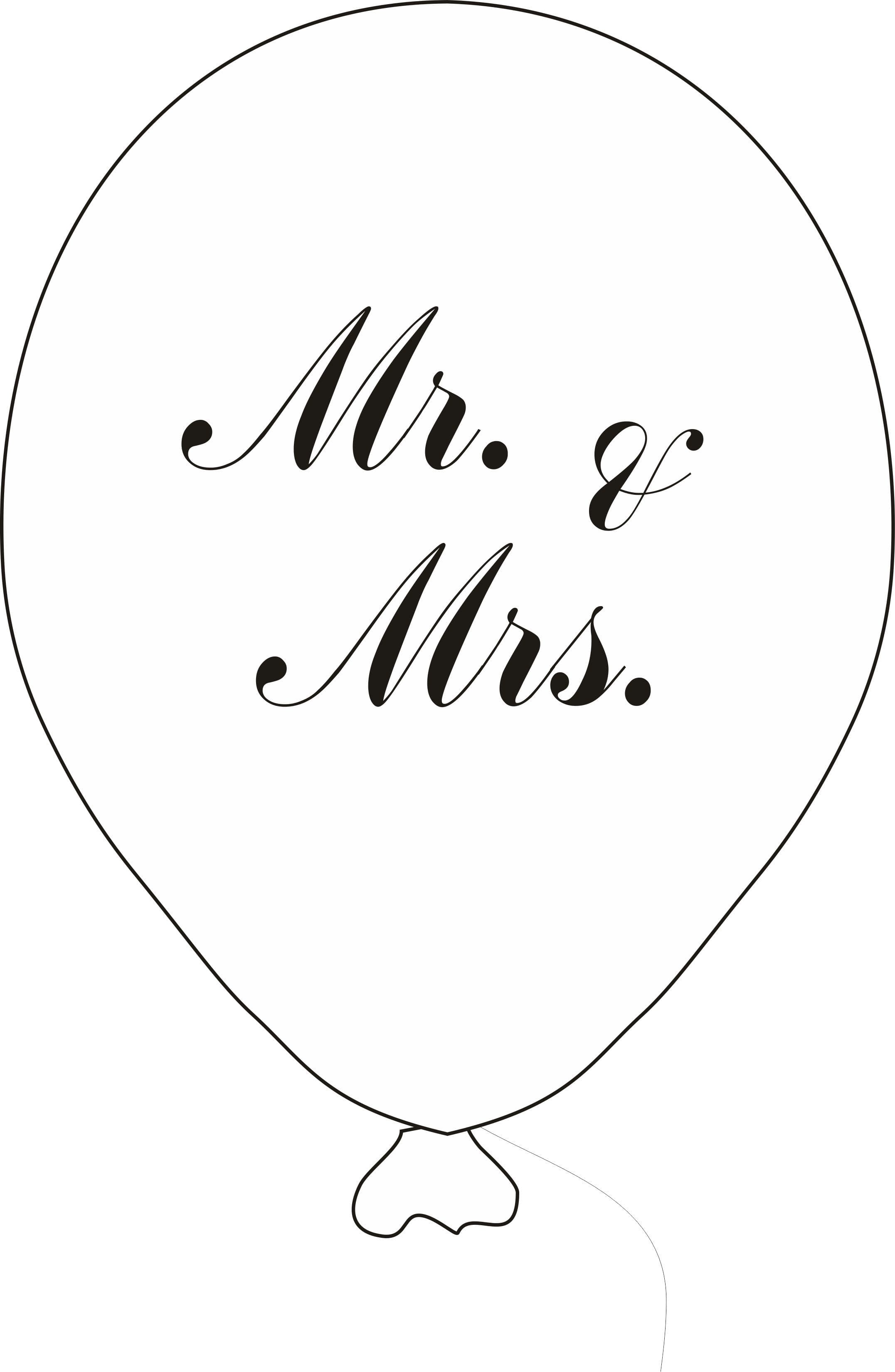 Balónek Mr. & Mrs. s černým potiskem Balonky.cz - dárek