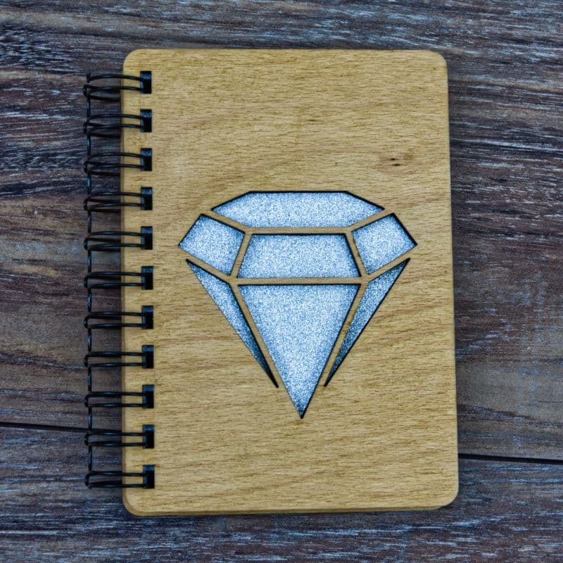 Dřevěný deník A6 - diamant - dárek