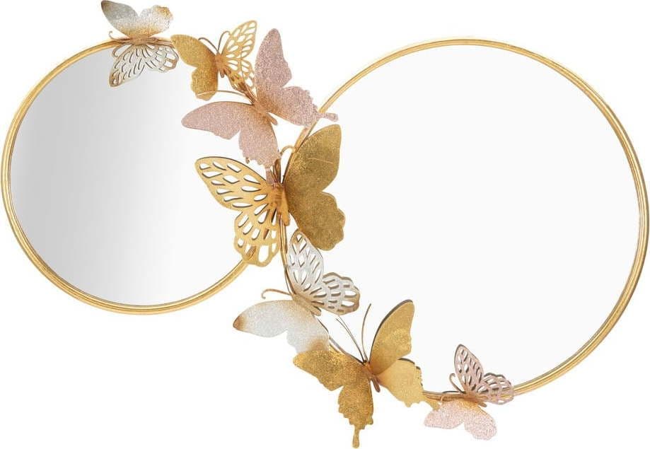 Nástěnné zrcadlo v růžovo-zlatém dekoru Mauro Ferretti Farfalle, 81 x 52,5 cm - dárek