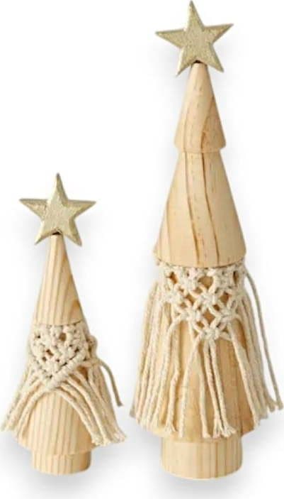 Sada 2 vánočních dekorací z masivního borovicového dřeva Boltze Bohio - dárek